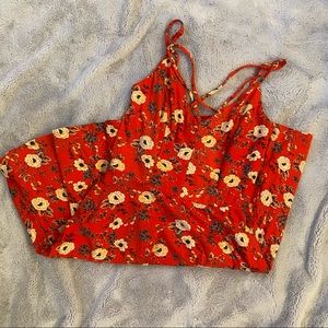 Red floral dress